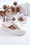 Leather Sport Shoes Leopard White Trixie