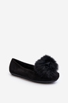 Women's Moccasins with Fleece Black Novas