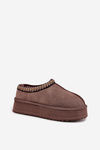 Low suede snow boots for women with embroidery on platform Vinceza 97960 Brown
