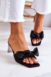 Leather Slippers With A Bow Black Rosalee