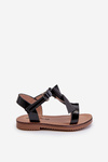 Black Patent Children's Sandals with Bow on Velcro Joratia