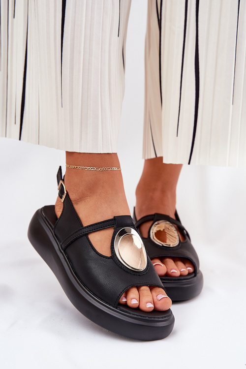 Leather Elegant Women's Sandals S.Barski GR51-603 Black