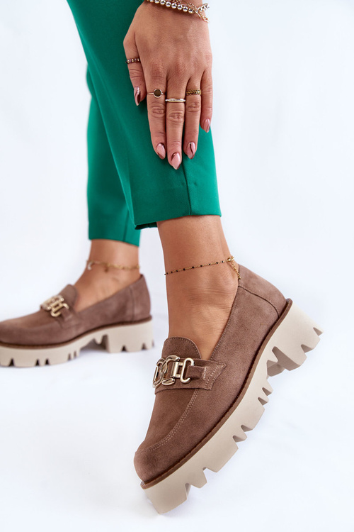 Półbuty Zamsz Ozdoba Brązowe Laura Messi 2489