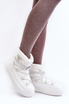 Women's Snow Boots with Platform and Lace-up White Fleure