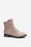 Warm Women's Ankle Boots with Flat Heel Beige Labise