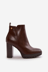 Women's Winter Boots with High Heel Zipper Closure Dark Brown Bioria