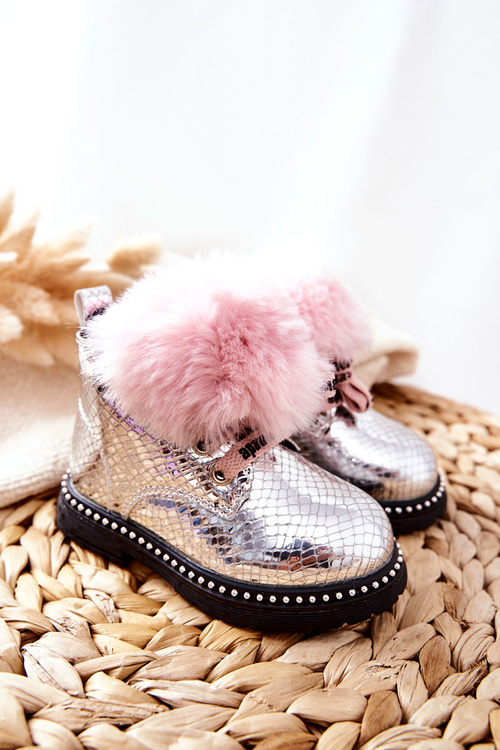 Children's Boots Insulated With Fur Silver Rosea