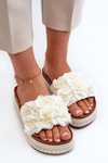 Women's Platform Sandals Adorned with Flowers White Nodina