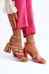 Patterned Sandals on Stiletto Multicolor Jenglla