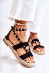 Suede Sandals With Studs Black Marey