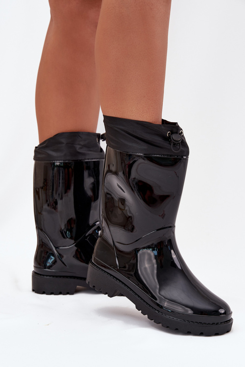 Women's Rain Boots With Drawstring Black Kessia