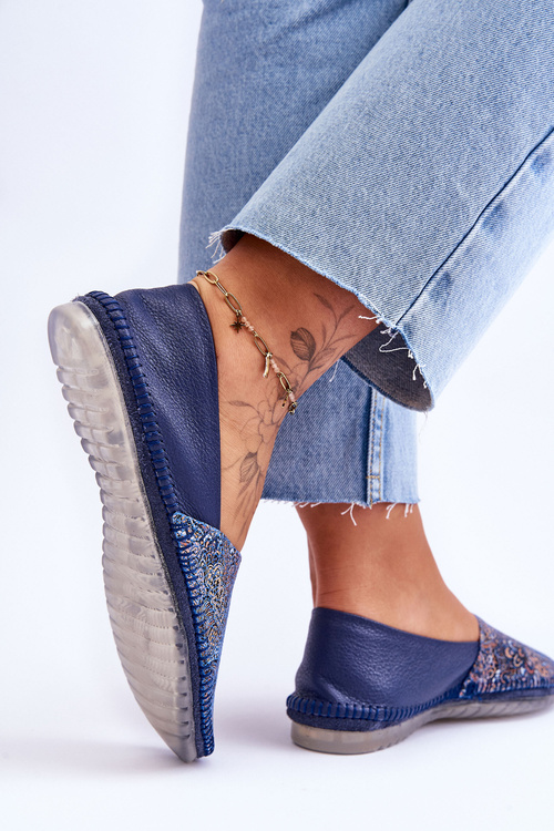 Women's Leather Ballerinas Maciejka 01930-103 Navy blue