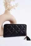Large Quilted Wallet With Stripe Black Jeffrey
