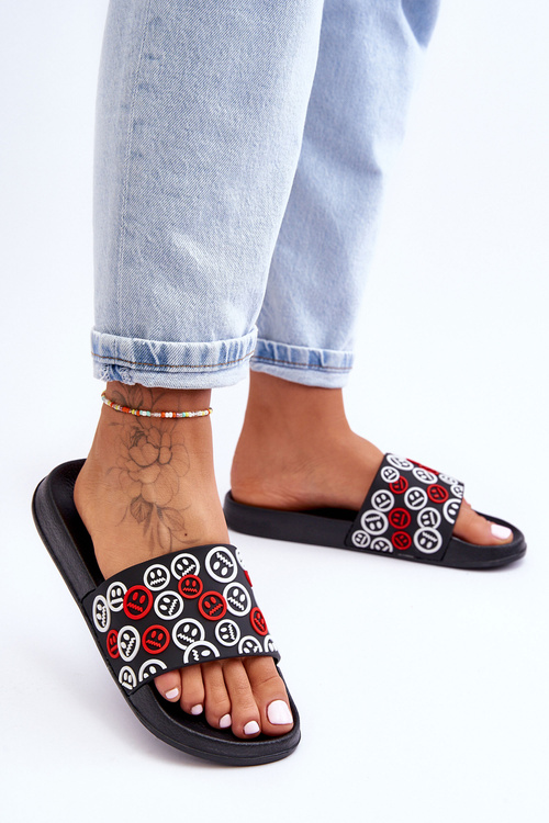 Women's Slippers With Emoticons Black Cosette