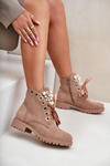 Suede Warm Ankle Boots With Pearls And Ribbon Beige Perla