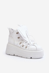 Buty Sportowe Damskie Masywna Platforma Skóra Białe Zazoo 3416
