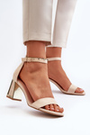 Beige Suede Sandals with Block Heel Pholia