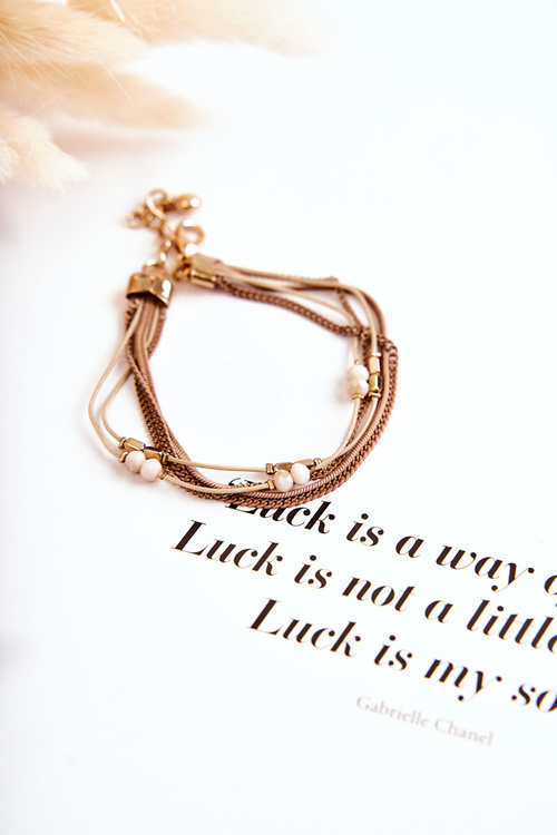 Women's Adjustable Bracelet With Crystals Beige