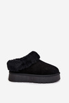 Leather Suede Snow Boots Women's With Fur Black Mivelle