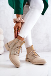 Women's Suede Ankle Boots with a Snake Pattern Light Beige Sonroe