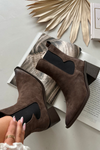 Leather Suede Women's Ankle Boots Heeled Lined Artiker 57C0047 Brown