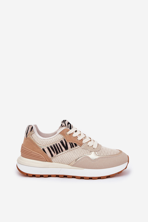 Women's Sports Shoes On Platform Zebra Beige Davinara