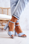 Leather Sandals On A Bar Blue Estrella