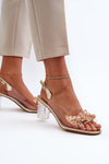 Transparent sandals on a stiletto with golden ornaments D&A MR38-D1