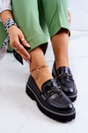 Leather Shoes Snake With Ornament Black Adison
