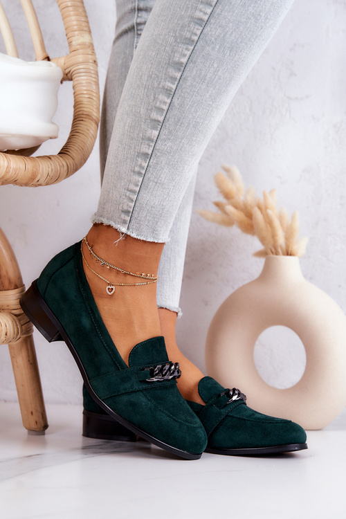 Suede Brogues Loafers Green Yasmin