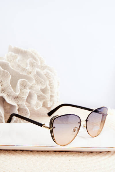 Women's Sunglasses With Sequined Inserts UV400 Black-Gold