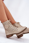Boots With Perforated Pattern With Zip Light Beige Serfina