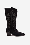 Suede Women's Cowboy Boots With Heel Black Karira