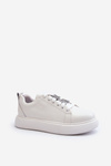 Women's Leather Sneakers with Decorations White Dysuria