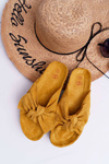 Women's Flip Flops With Cocards Thick Soles Yellow Milady