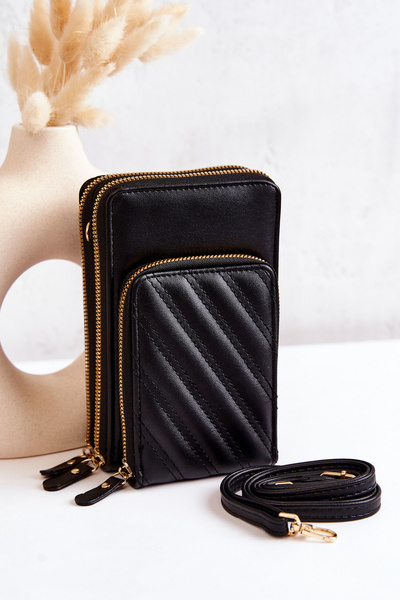 Wallet Handbag 2in1 On Zipper Black Themis