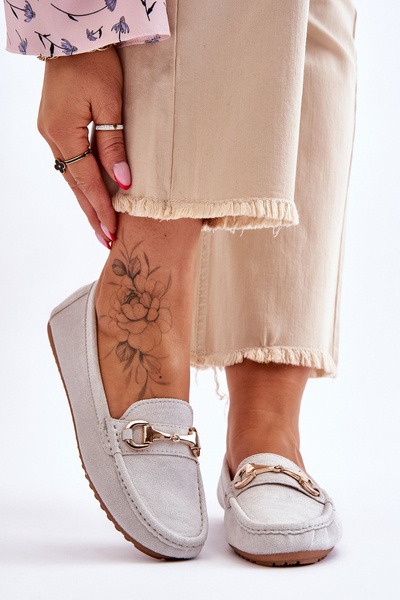 Classic Suede Loafers With Embellishments Grey Arla