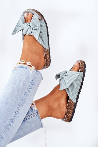 Sztruksowe Klapki Na Korku Miętowe Summertime