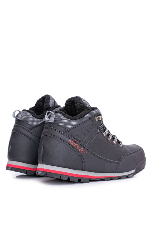 Black Men's Trekking Shoes Insulated With Fleece Reflex