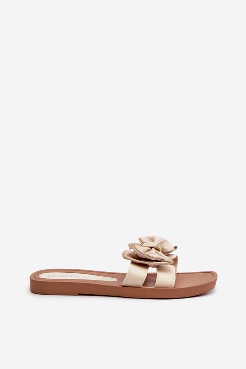 Women's Beige Bow Slides Rivarina
