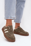 Women's Suede Sneakers on Platform Dark Green Sylviona