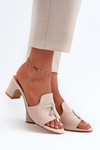 Women's Sandals in Faux Suede On Heel Beige Jemenna
