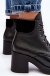 Leather Women's Boots On Heel Black Lemar Leocera
