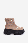 Soft Suede Boots with Crystals D&A MR870-83 Beige