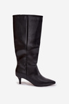 Women's boots with low heel lined with eco leather black Marcellia