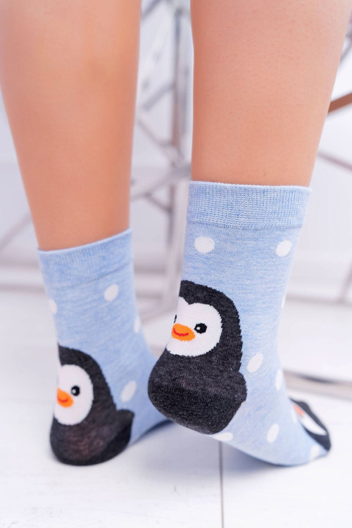 Women's Socks Blue With Penguin