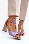 Leather Sandals On Heel Laura Messi 2759 Purple