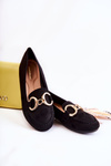 Women's Suede Loafers With Decoration Black Reality