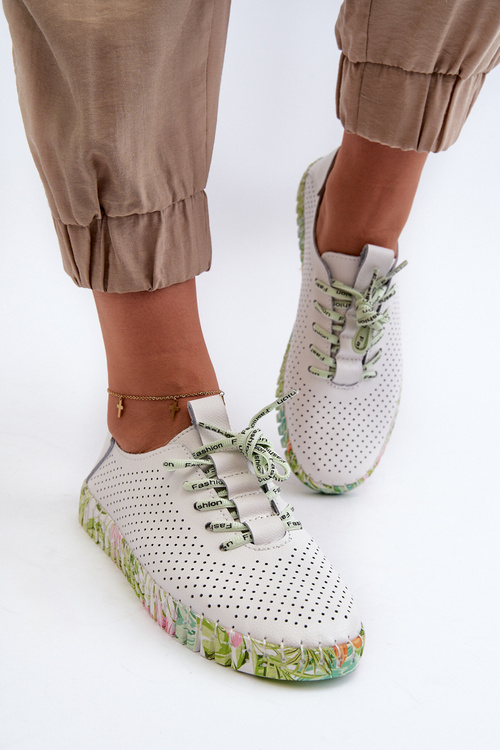 Półbuty Sznurowane Skóra Naturalna Białe Farnalea