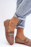 Women's Moccasins with Zircons Light Brown Ralrika